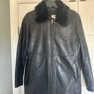 Alfani Leather Jacket with detachable fur collar